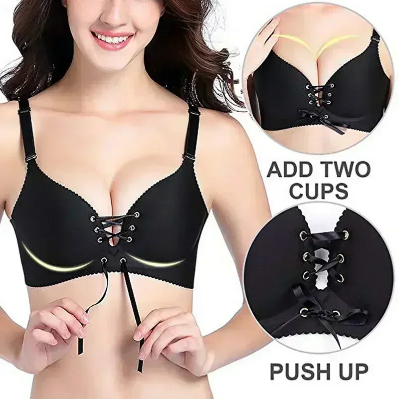 Sexy Bandage Straps Push Up Bra Gather Adjustment Seamless Bralette Women Sexy Underwear No Steel Ring Comfortable Lingerie