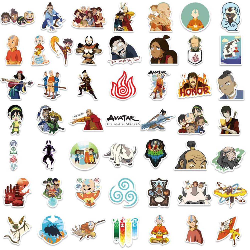 Pegatinas de Avatar The Last airdoblador para niños, pegatinas de dibujos animados de Anime, divertidas, impermeables, para equipaje, portátil, monopatín, juguete para niños, 50/100 piezas