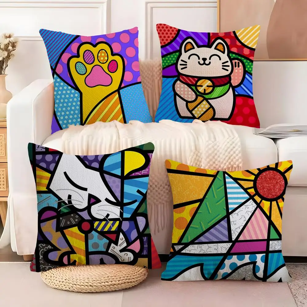 R-Romero Art B-Britto illustration Cushion Cover  Plush Fabric Soft Double Sided Print Sofa Cushion Cover Throw Pillow Covers