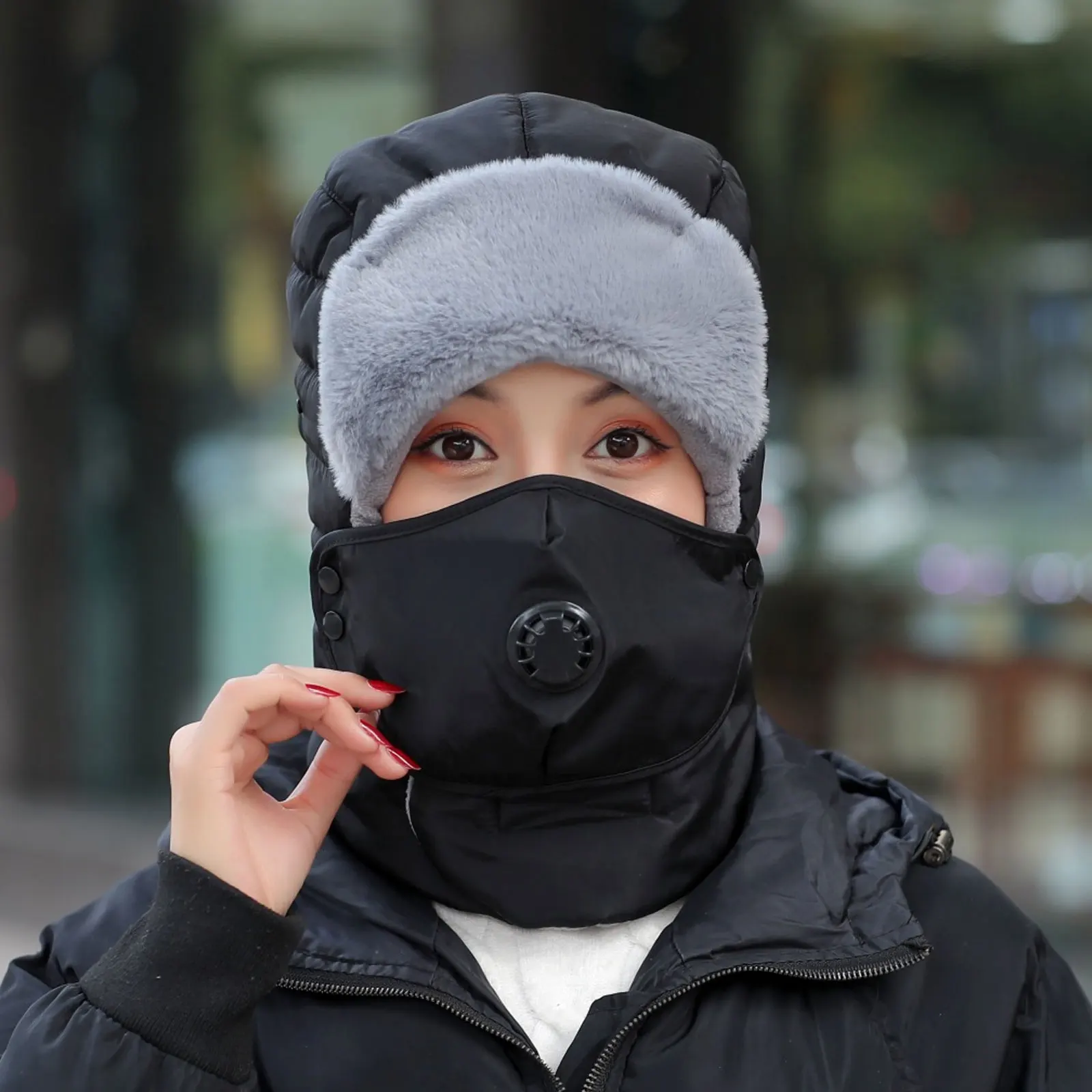 

Outdoor Warm Hat Windproof and Thermal Head Cold-proof Face Riding Mask for Suit