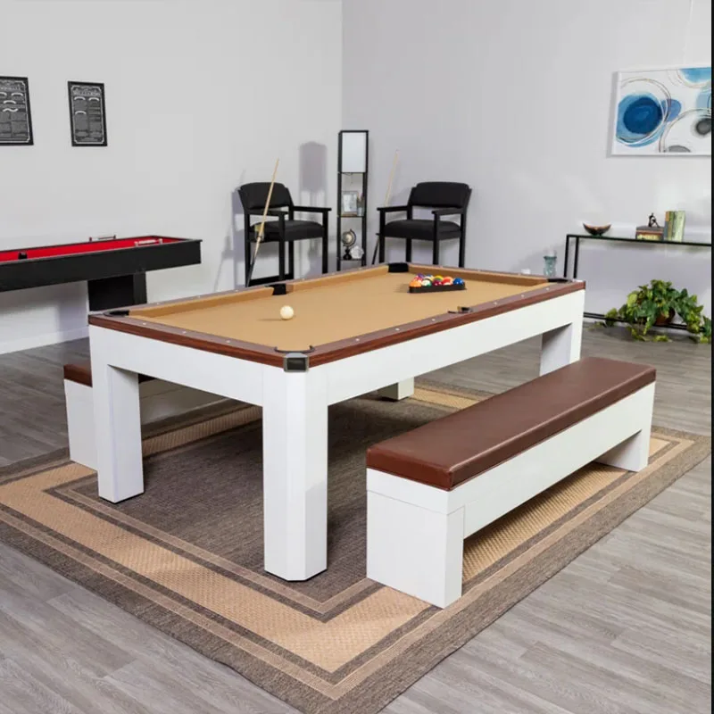 2025 Rustic Design Home Design Dining Billiard De Table Combination 8FT 9FT Billiard Table With Soft Benches