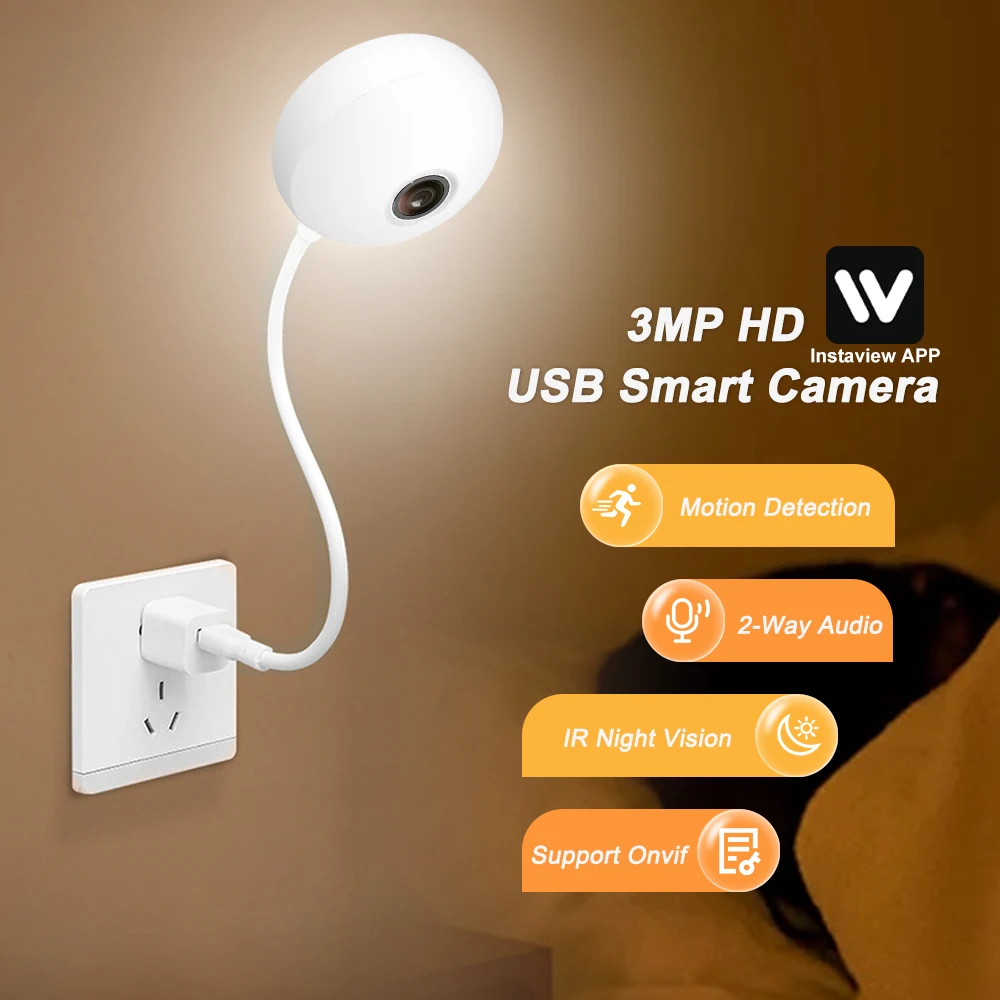 Indoor Mini Camera 3MP 2.4G WIFI Wireless Baby Monitor USB Light Bulb Camera Home Security Protection IP Cam Video Surveillance