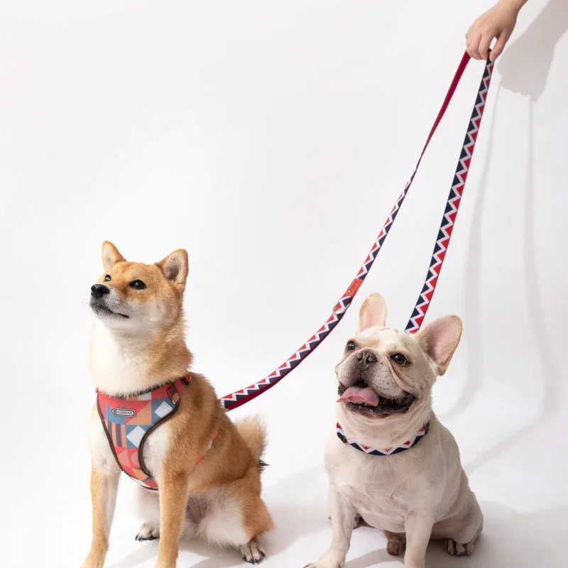 HiDREAM Rainbow Free Hands Multifunctional Traction Rope Adjustable Double Head Pull Crossbody Small Medium Large Dogs Fashion