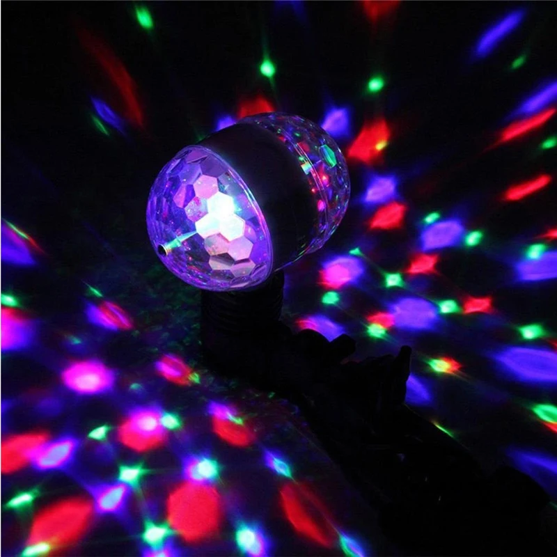 Lámpara LED RGB de escenario para fiesta, de 6W luces coloridas, lámpara giratoria automática para DJ, espectáculos románticos, 2 piezas, E27, CA