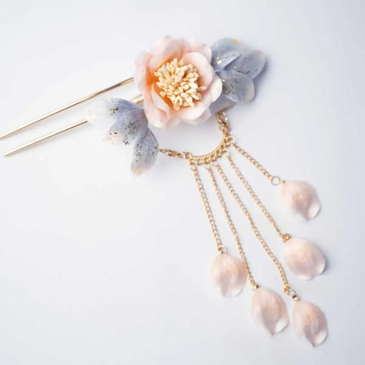 Traditional Chinese Lucky Blessing Velvet Peony Flower Hairpin Delicate Tassel Hanfu Hair Accessories Exquisite Intangible Cultu