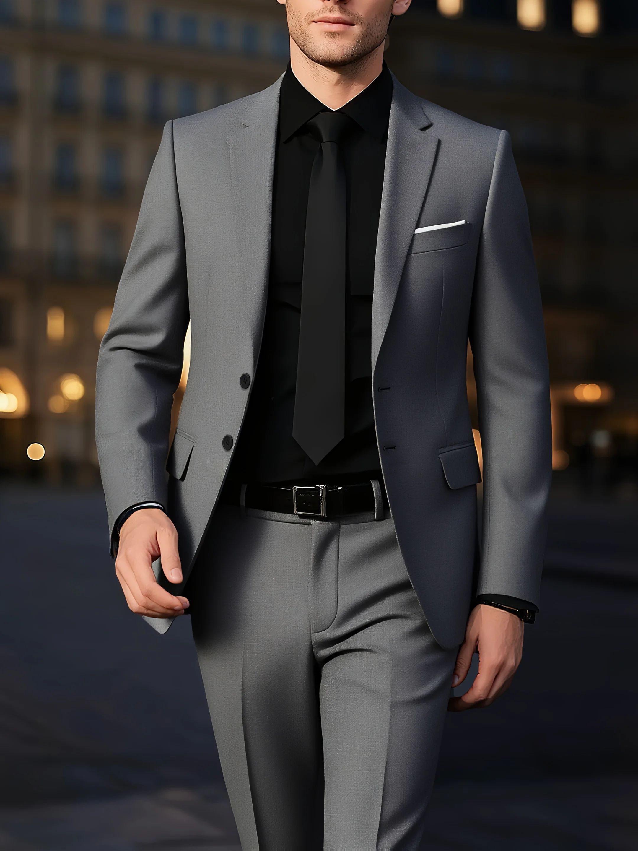 Men's Burgundy 2-Piece Suit Set (Blazer + Trousers Only, No Vest Included),Slim Fit Formal Business Wedding Party Jacket & Pants - Image 3