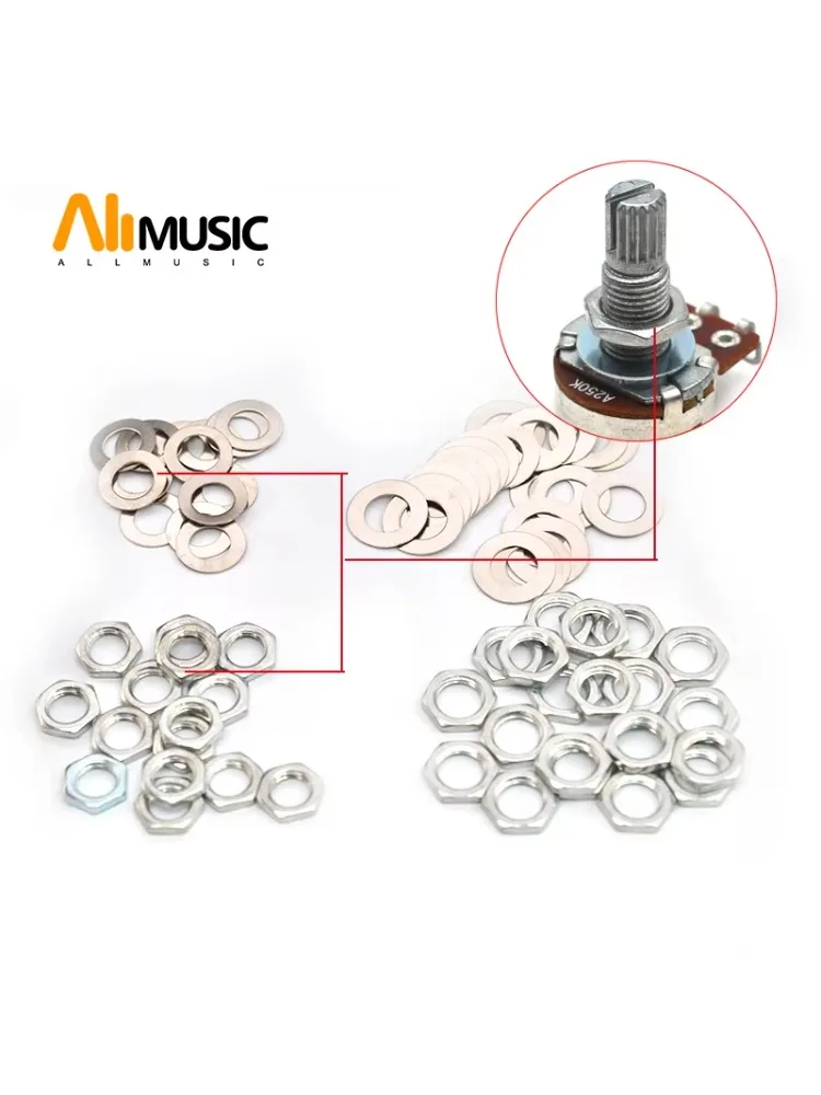 20 jeux d'écrous et rondelles M7/M8 pour potentiomètre de guitare, jeu d'écrou/rondelle pour pièces de guitare Pot de tonalité et de Volume