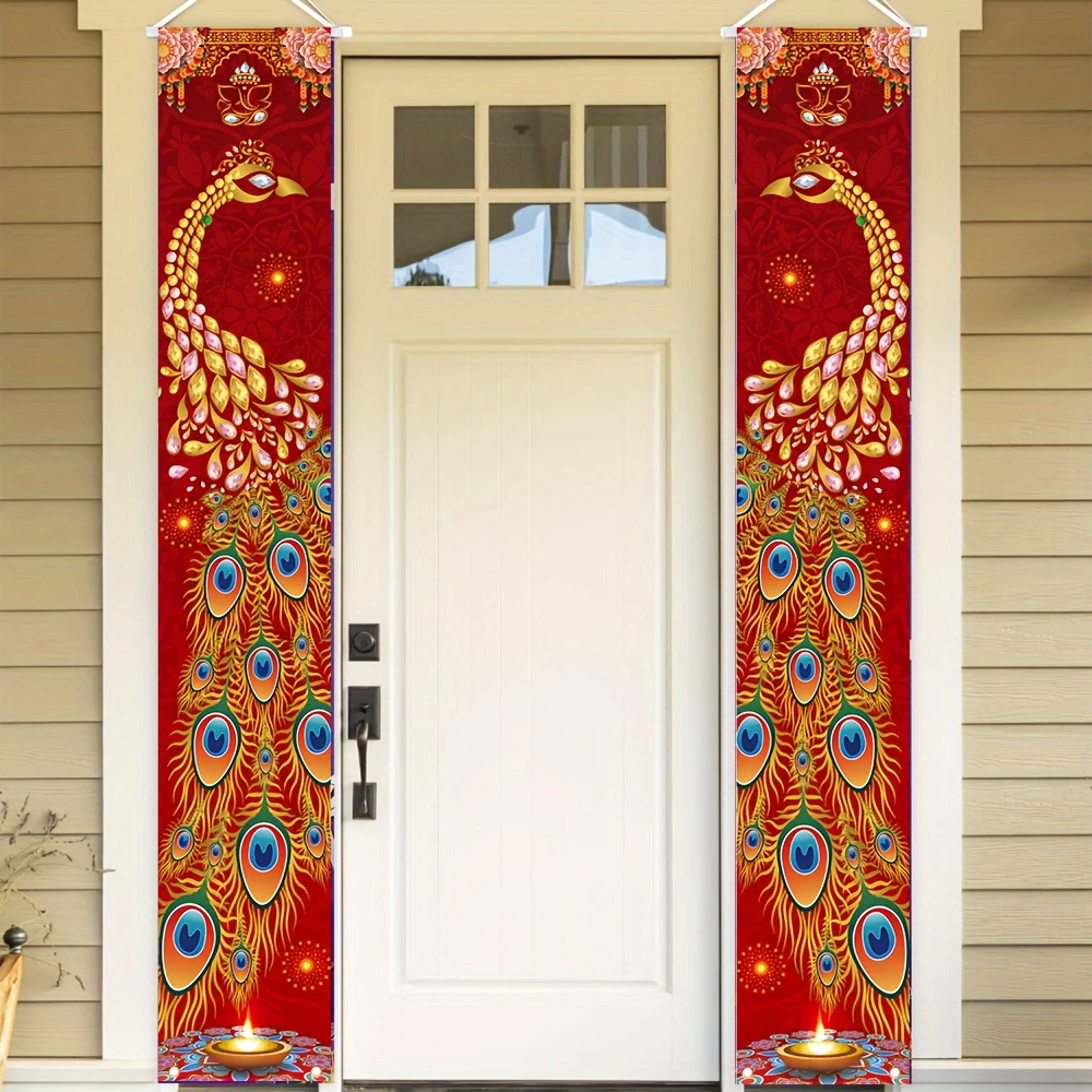 VIKAMA 인도 공작새 디야 수직형 도어 배너 전통 - Ethnic Fabric 리뷰 및 가격