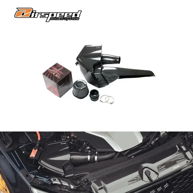 Airspeed Brand 100% Real Dry Carbon Fiber High Performance Cold Air Intake System Intake Pipe Intake Filter For AUDI S4 S5 3.0T