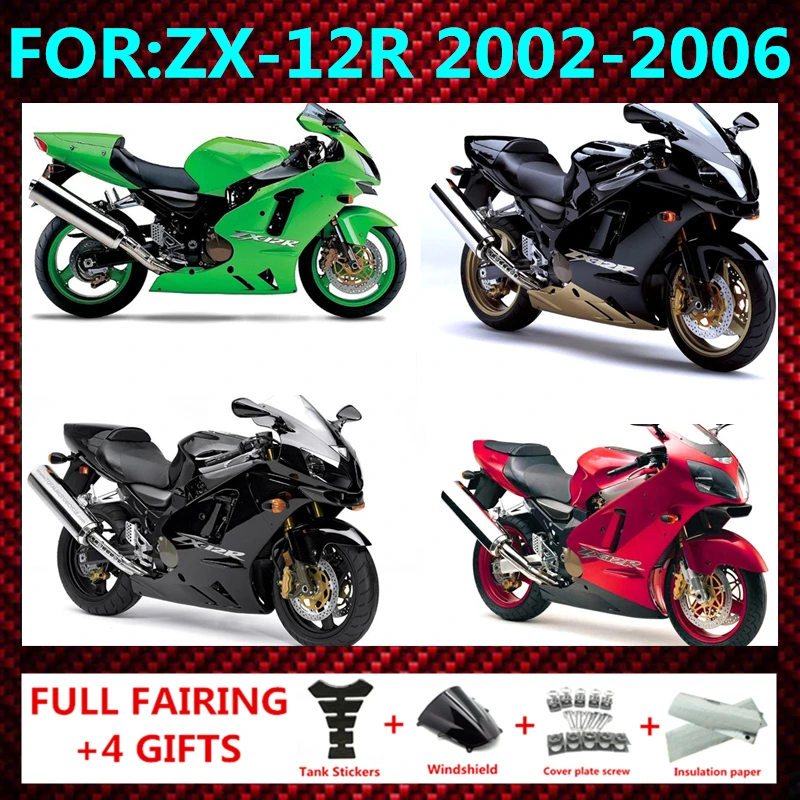 New ABS Whole Motorcycle Fairings Kit fit for ZX-12R ZX12R zx 12r ZZR1200 2002 2003 2005 2006 Bodywork full fairing kit set zxmt