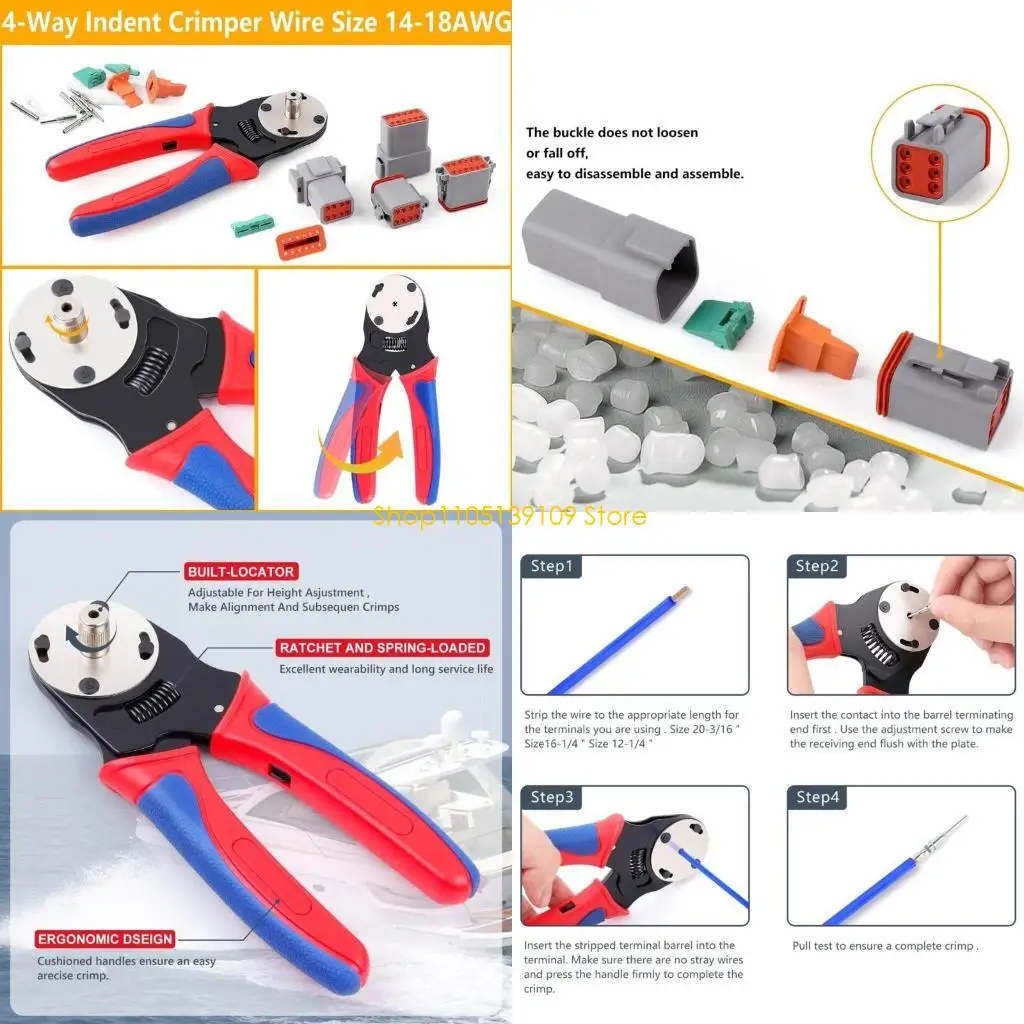 

2P/3P/4P/6P/8P/12P 14-20AWG Waterproof Deutsch Connector Deutch Connectors Plug with Crimper 14-20AWG