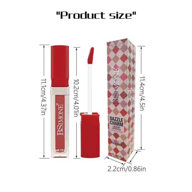 【HBA】BSIMONE 매트 립 글로스 리퀴드 립스틱- 롱래스팅 방수, 성인용, 레드톤, 발색 용이