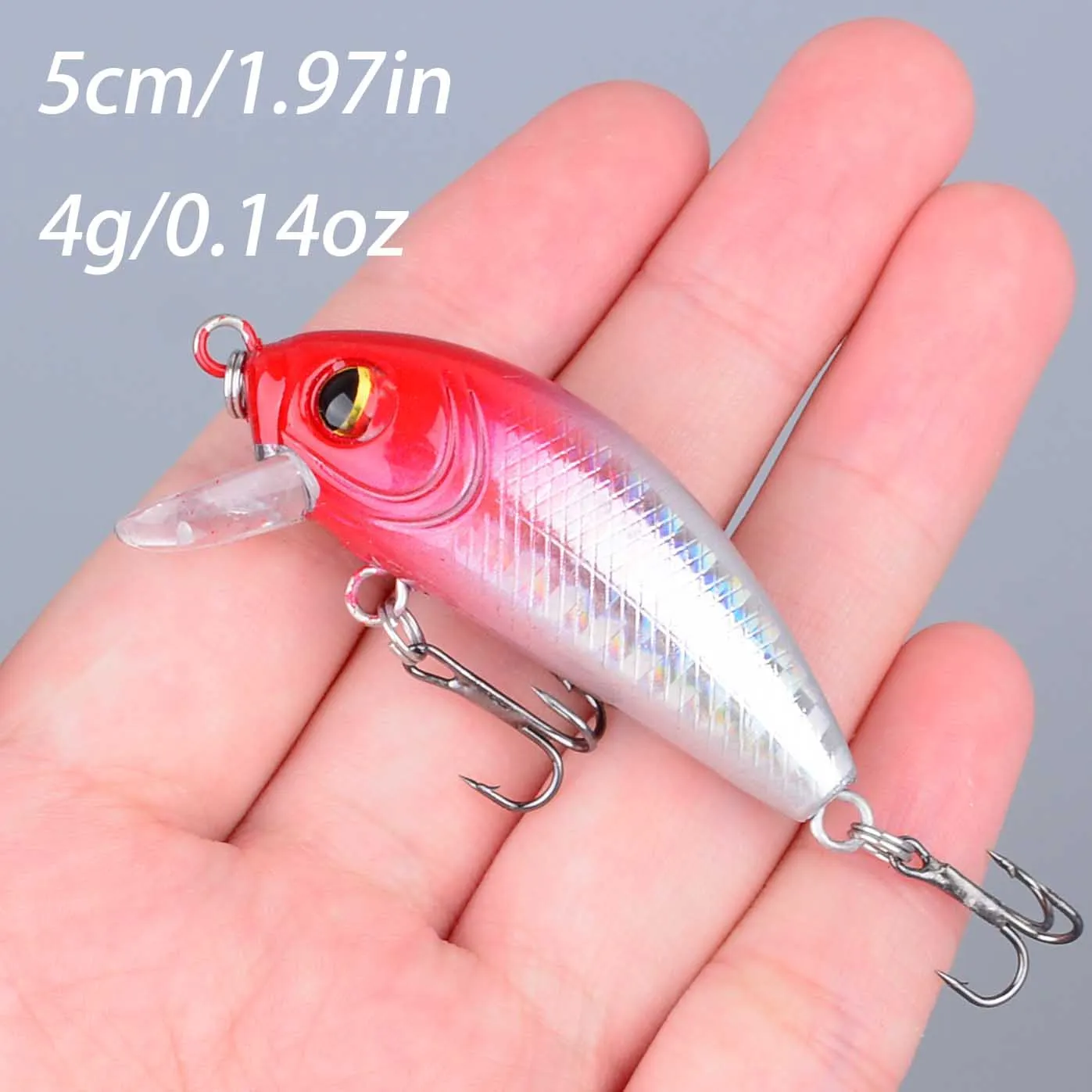 Crankbait hundimiento VIB Minnow con anzuelos triples y ojos 3D - imagen 2
