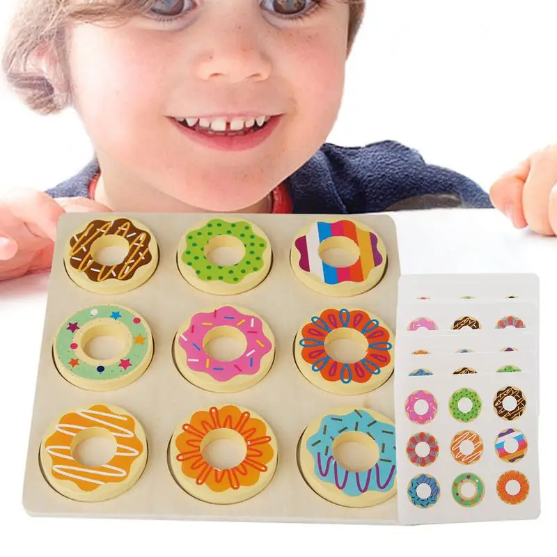 

Wooden Donut Toy Educational Color Perception Toy Wooden Donut Toys For Skill Development Realistic Play Food Set Matching Toys