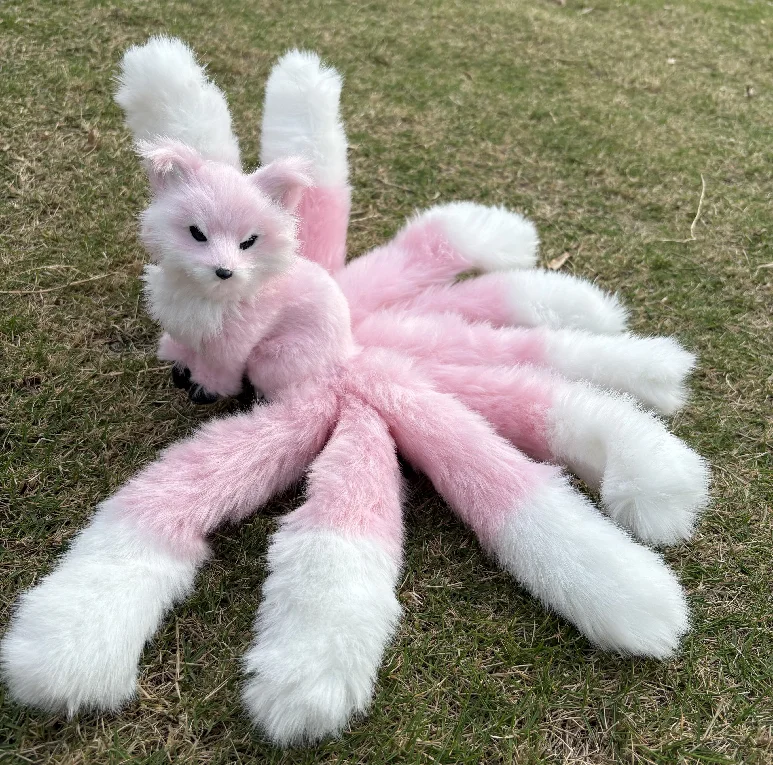 

Домашний декор, фигурка лисы, реалистичная белая лиса, девятихвостая модель животного, милое украшение для рабочего стола, плюшевая игрушка, имитация