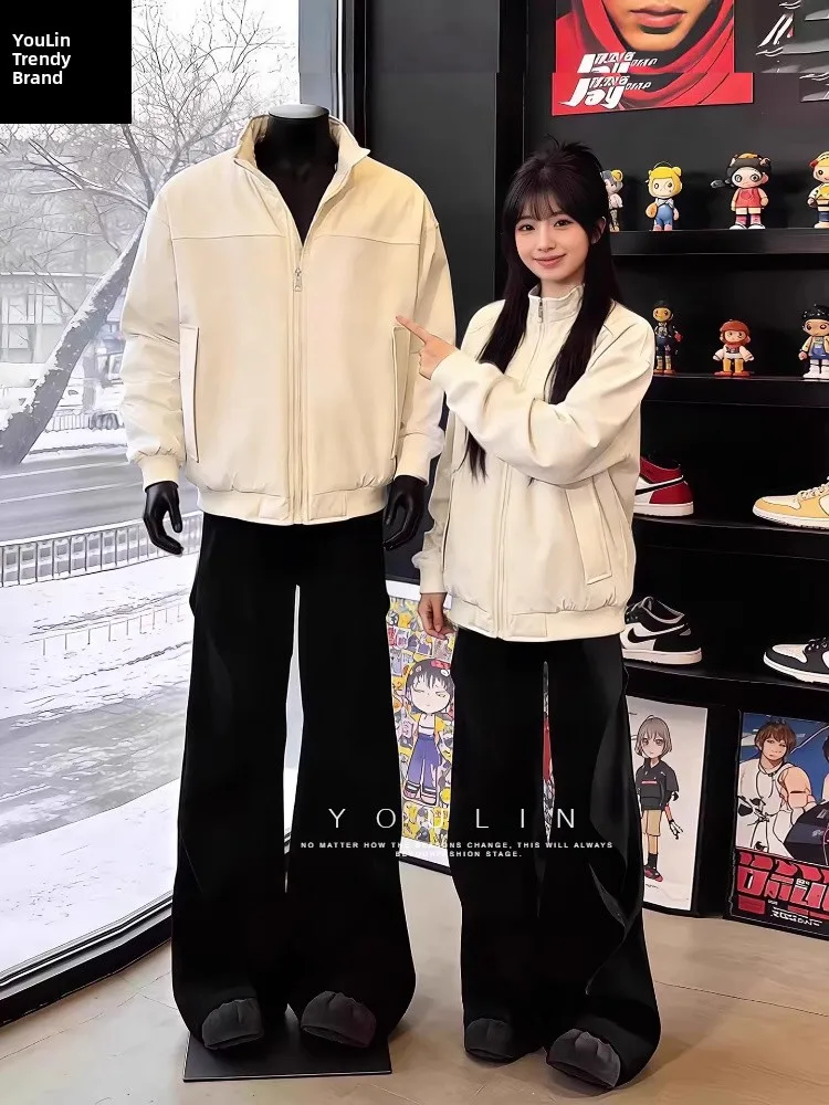 

Thiened Winter Flight Jaet Men's Sle Cleanfit Cotton Baseball Coat American Tee-proof Stand Collar Youth Faion Poly...