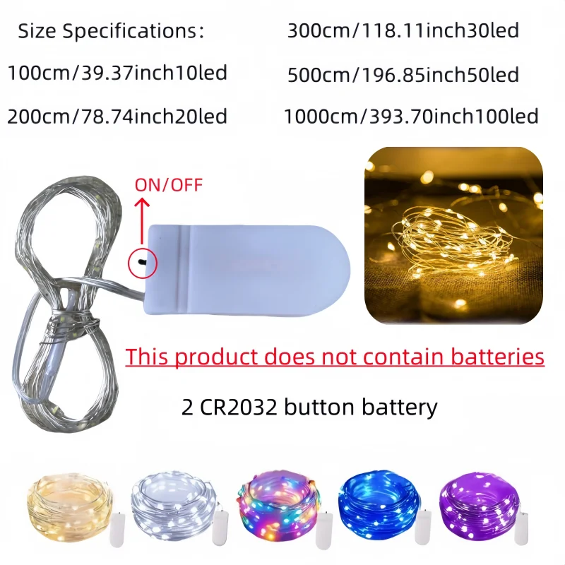 1/5/10 Package Fairy Light String LED Copper Wire String Light 1/2/3/5/10M Battery Powered Bedroom Garden Party Wedding Decorati