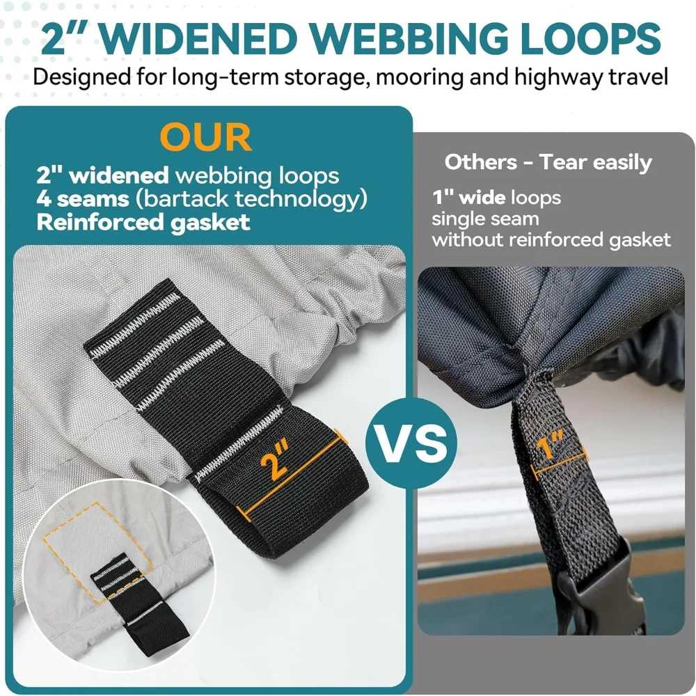 5-ply 1200D 100% مقاوم للماء T-Top غطاء للقارب حل مصبوغ مقاوم للبهتان قابل للمقطورة غطاء قارب صلب مع 21 أشرطة مقاومة للرياح-جديد