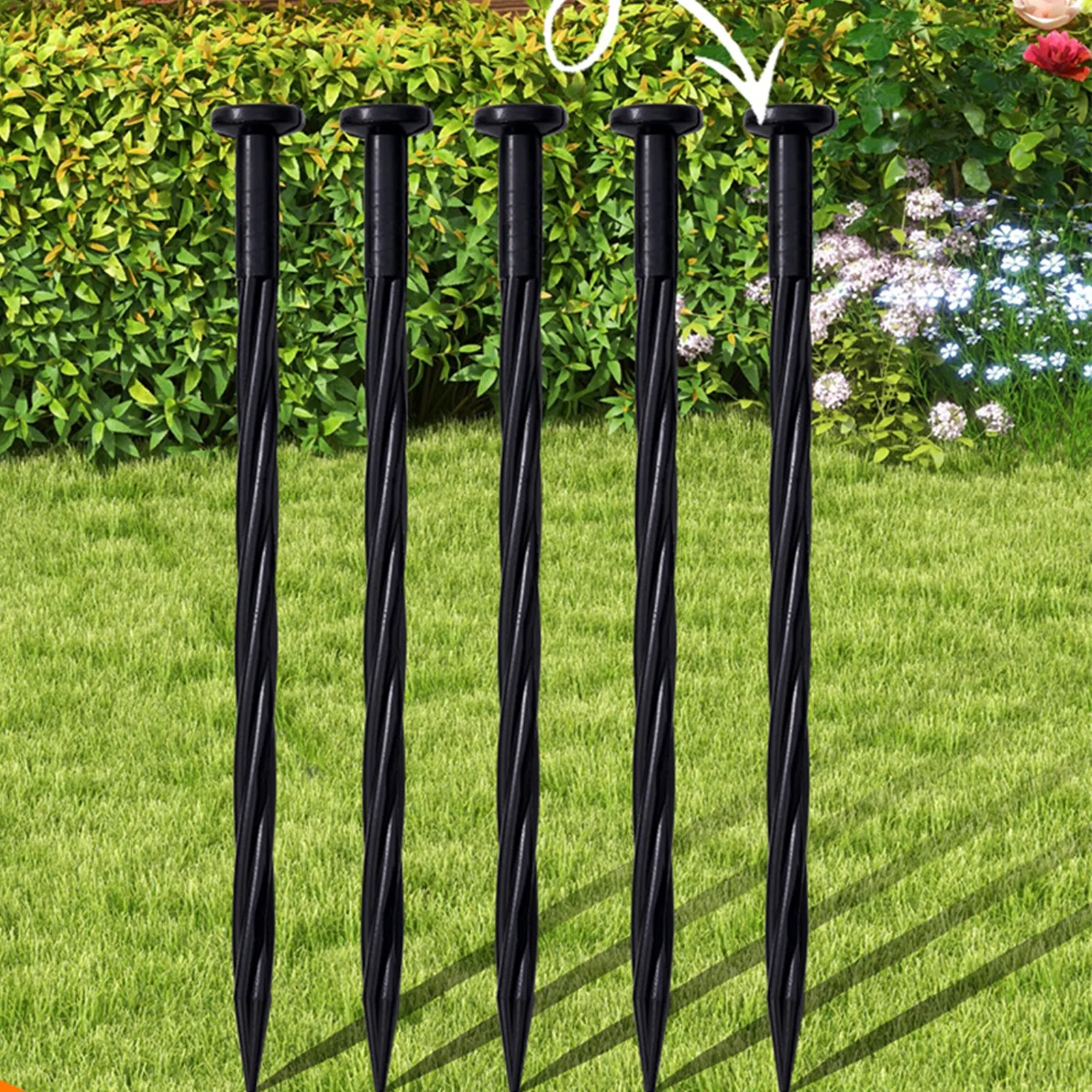 

50Pcs Plastic Gardening Anchoring Spikes Multipurpose Ground Stakes for Holding Down Tents, Nets, Rain Tarps and Greenhouse