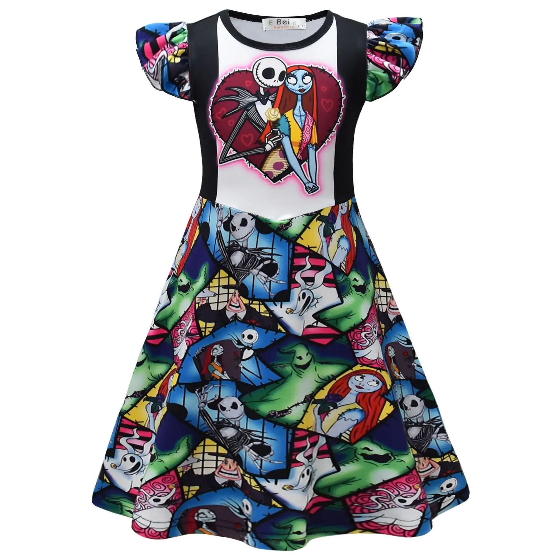 2024 Halloween Night Fright Digital Print CuHK Children Flying Sleeve Dress Son Children's Clothing Cosplay Girls Dresses