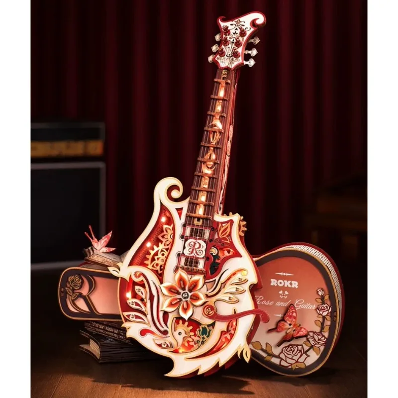 3D Wooden Assembly Model, Light-gauge Electric Guitar Strings DIY, Birthday Gift, 3D Puzzle, Creative Ornament Guitar