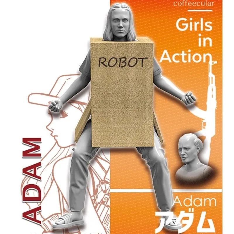 

1/24 Resin Character Full Body Model Kit Double Headed Box Free White Model Gk Handheld Unassembled And Unpainted Kit