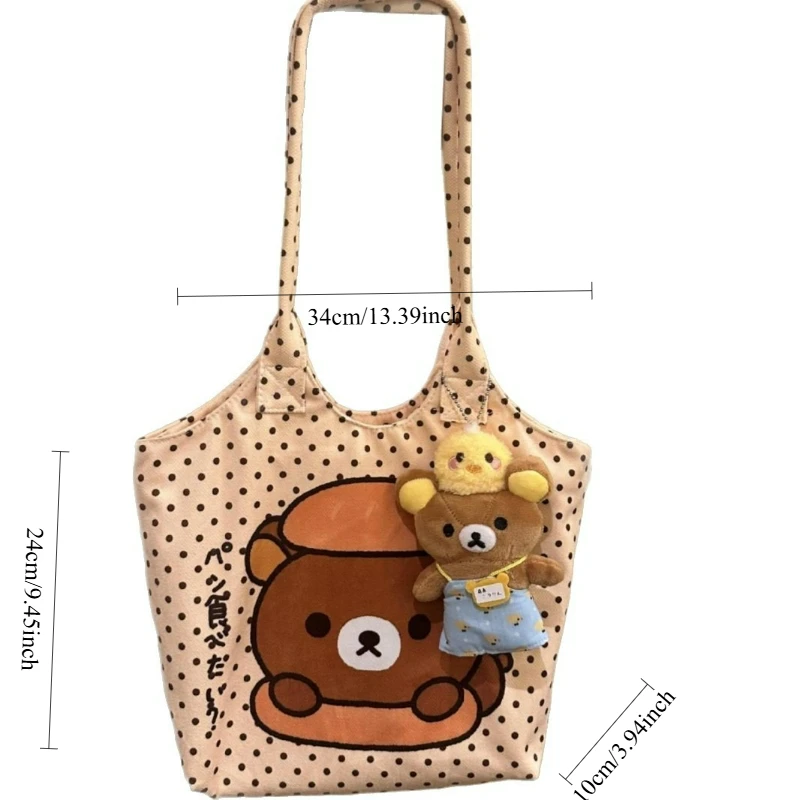 حقيبة كتف جديدة لطيفة على شكل رسوم كرتونية من Rilakkuma حقيبة كتف كاجوال ذات سعة كبيرة للنساء والطلاب حقيبة مدرب عصرية مريحة ومتعددة الاستخدامات