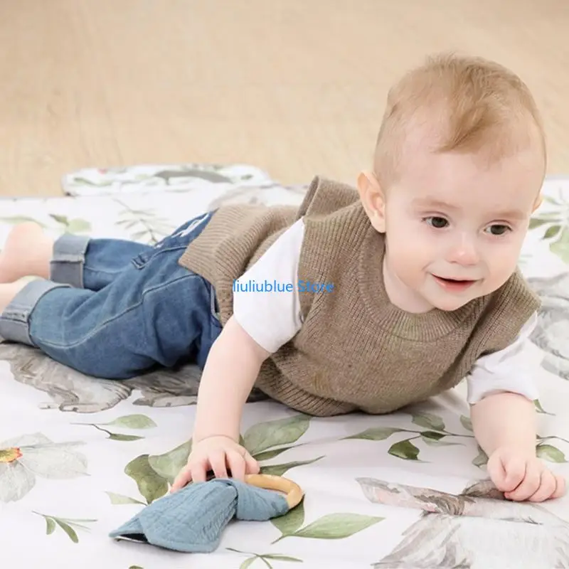 Natural faia bebê mordedor orelha coelho recém-nascido dentição anéis pulseira algodão infantil molar 62cf