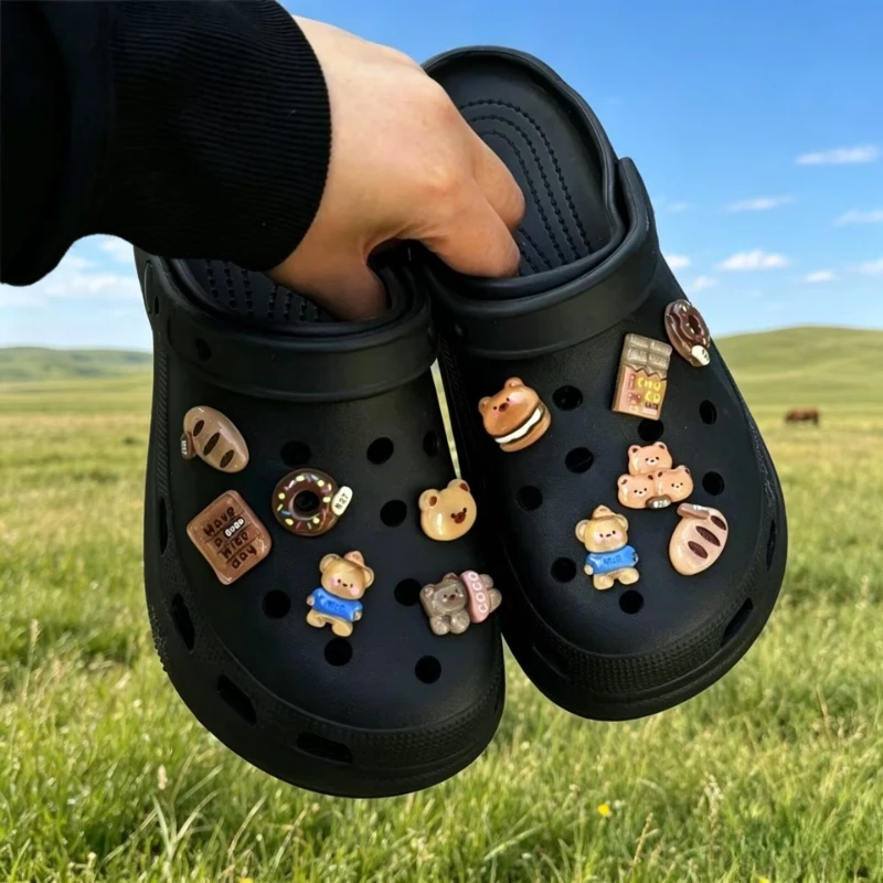 Cute Little Bear Set Series Shoe Charms ABS Material for Clogs DIY Slides Sandals Garden Shoe Buckles Decorative Pins Gifts
