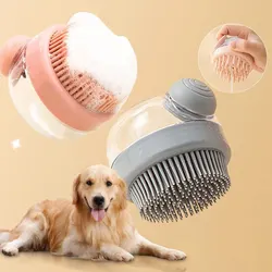 1pc Pet Bath Brush Soft Silicone With Shampoo Dispenser Gentle Massage For Grooming And Cleaning Fur And Hair