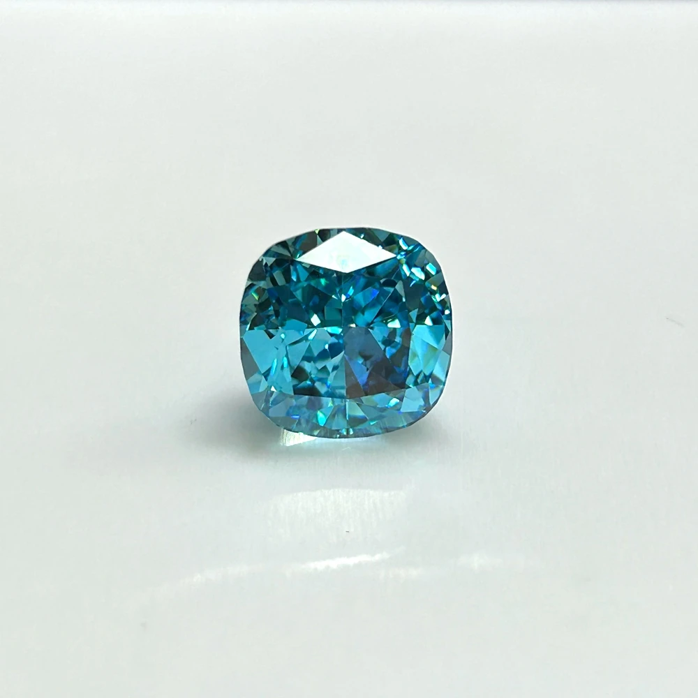 GEMS New Products Hand Make CZ Diamond 8 Carat Octagon Iced Crushed Cut Cubic  Obese square-shaped sea blue Zirconia Gemstone