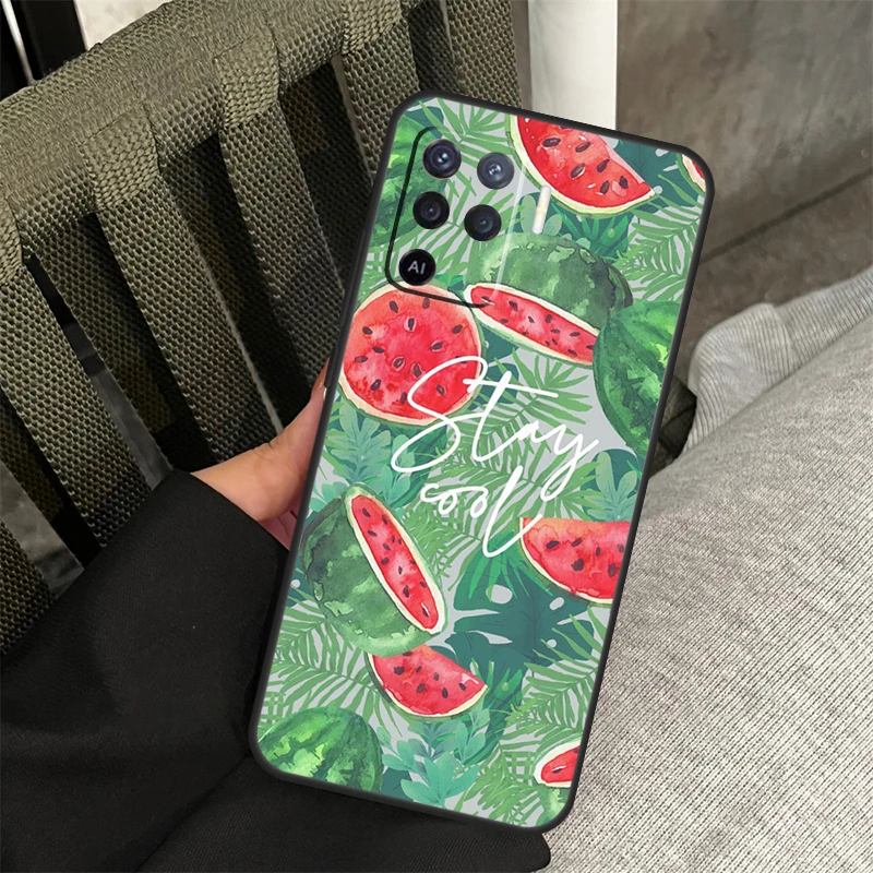 Cute Summer Fruit Watermelon Case For OPPO A78 A77 A17 A15 A52 A72 A91 A93 A5 A9 A54 A74 A94 A53s A54s A57s A16 A76 A96