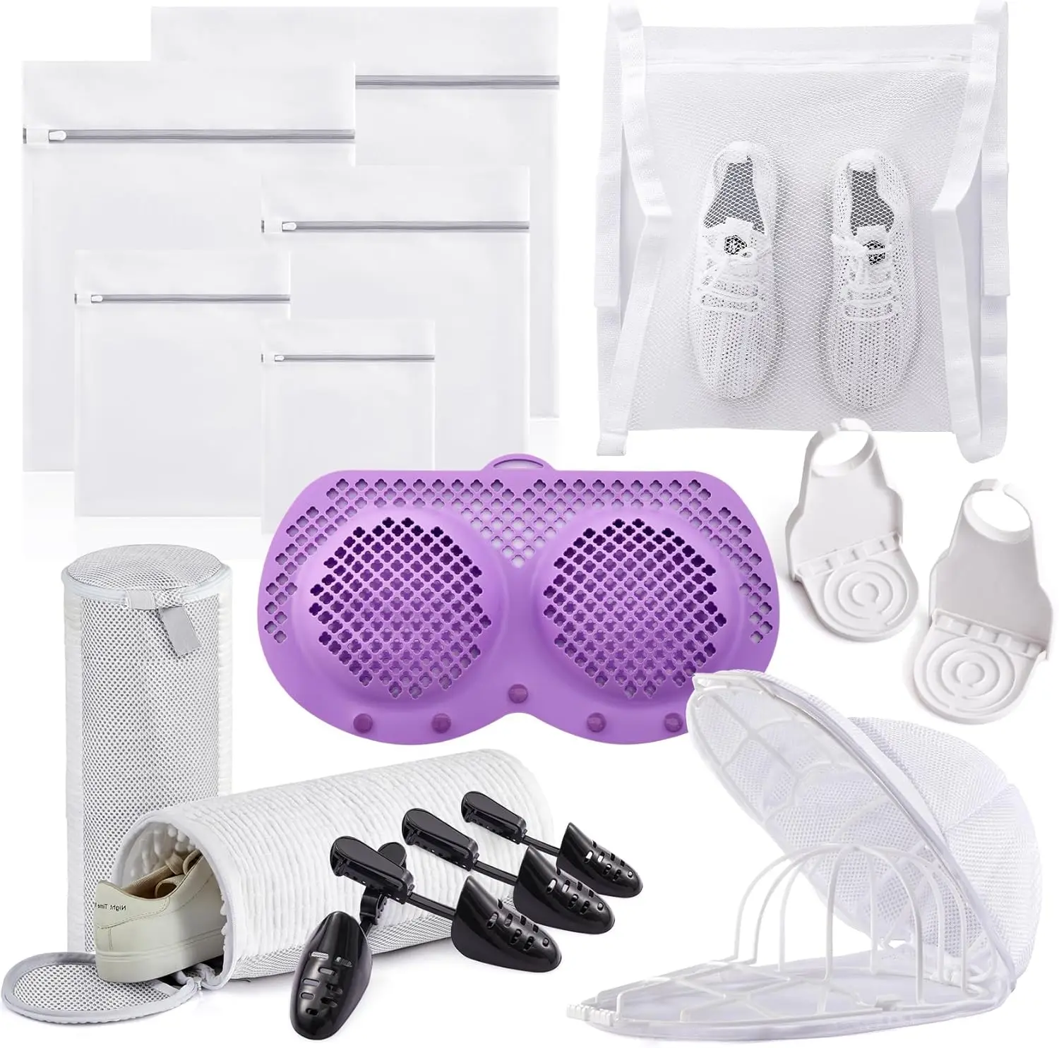 

Набор сетчатых мешков для белья из 14 предметов для деликатесов, средство для чистки обуви, клетка для шляп, силиконовая защита для бюстгальтера