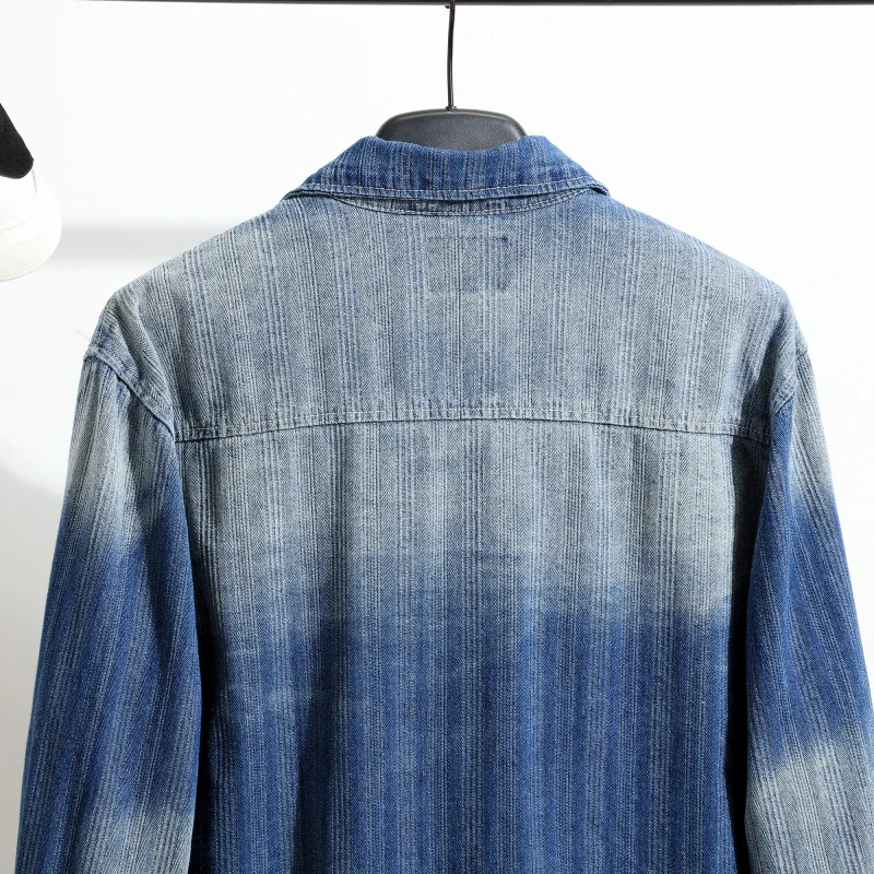 

Men's Autumn Faionable Vintage Denim irt Waed adient Comfortable Fit Long Sve Slimming Sle Casual Artistic