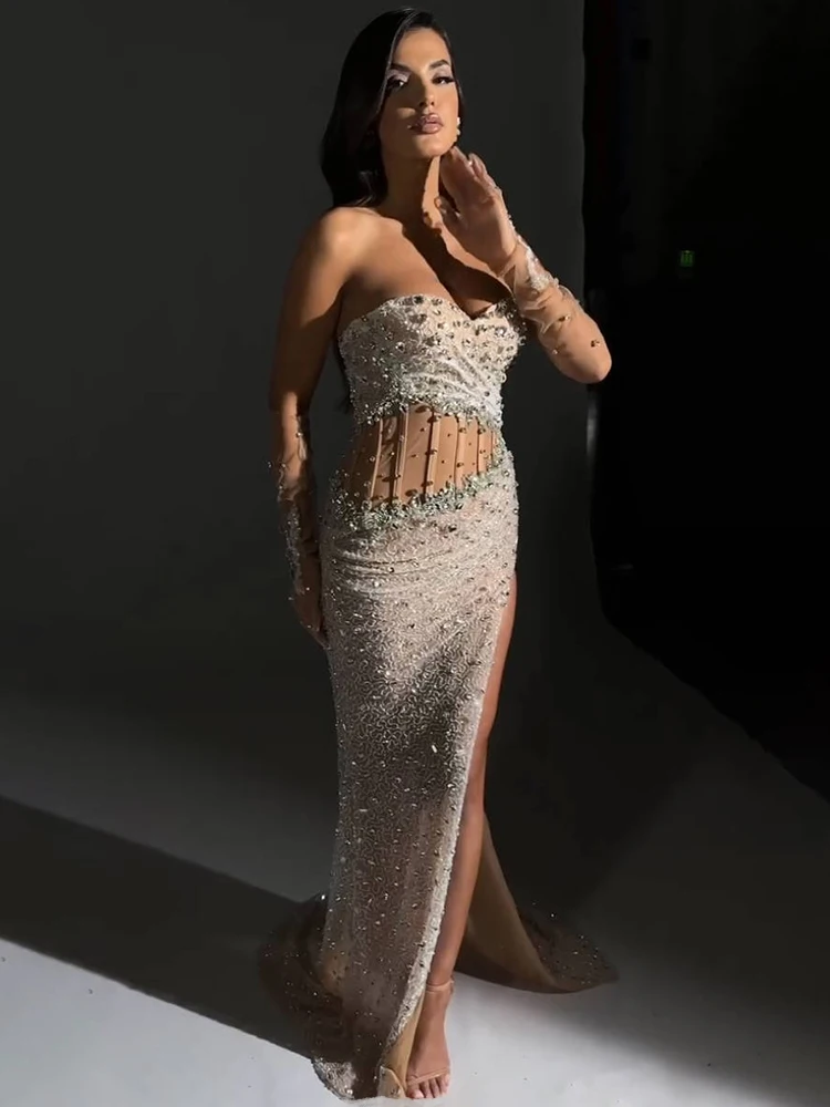 knee length dresses for ladies Fairy Mesh Celebrity Sexy Mid-Length Trendy Women's Dress main image 1