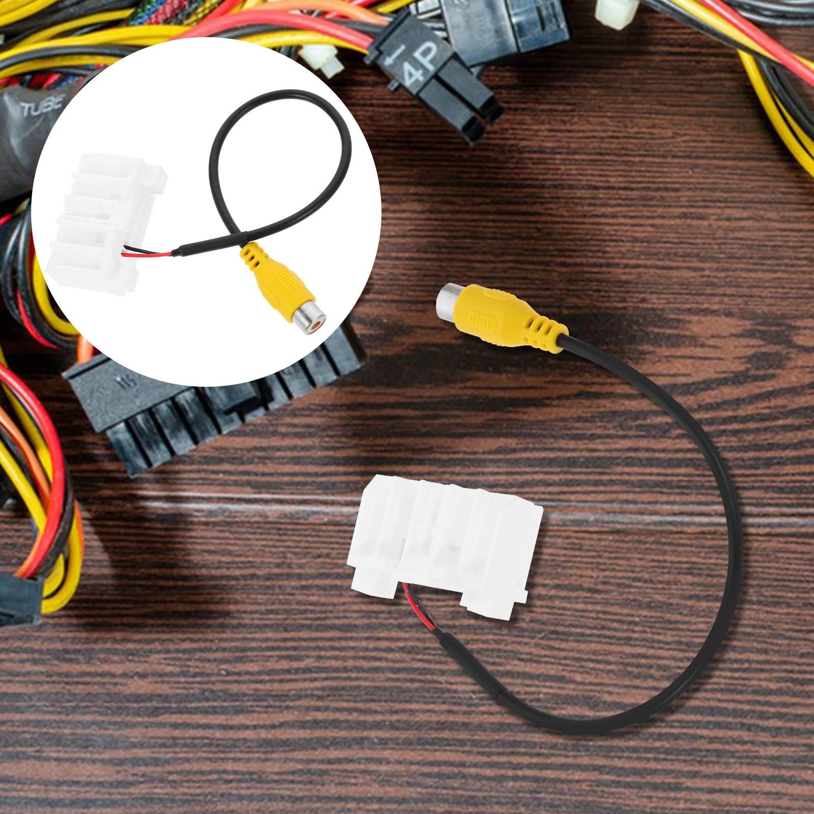 

RCA Input Video Harness for Cars Reverse Camera Wiring White Plastic Stereo Cord Car Audio Accessories Backup Cam