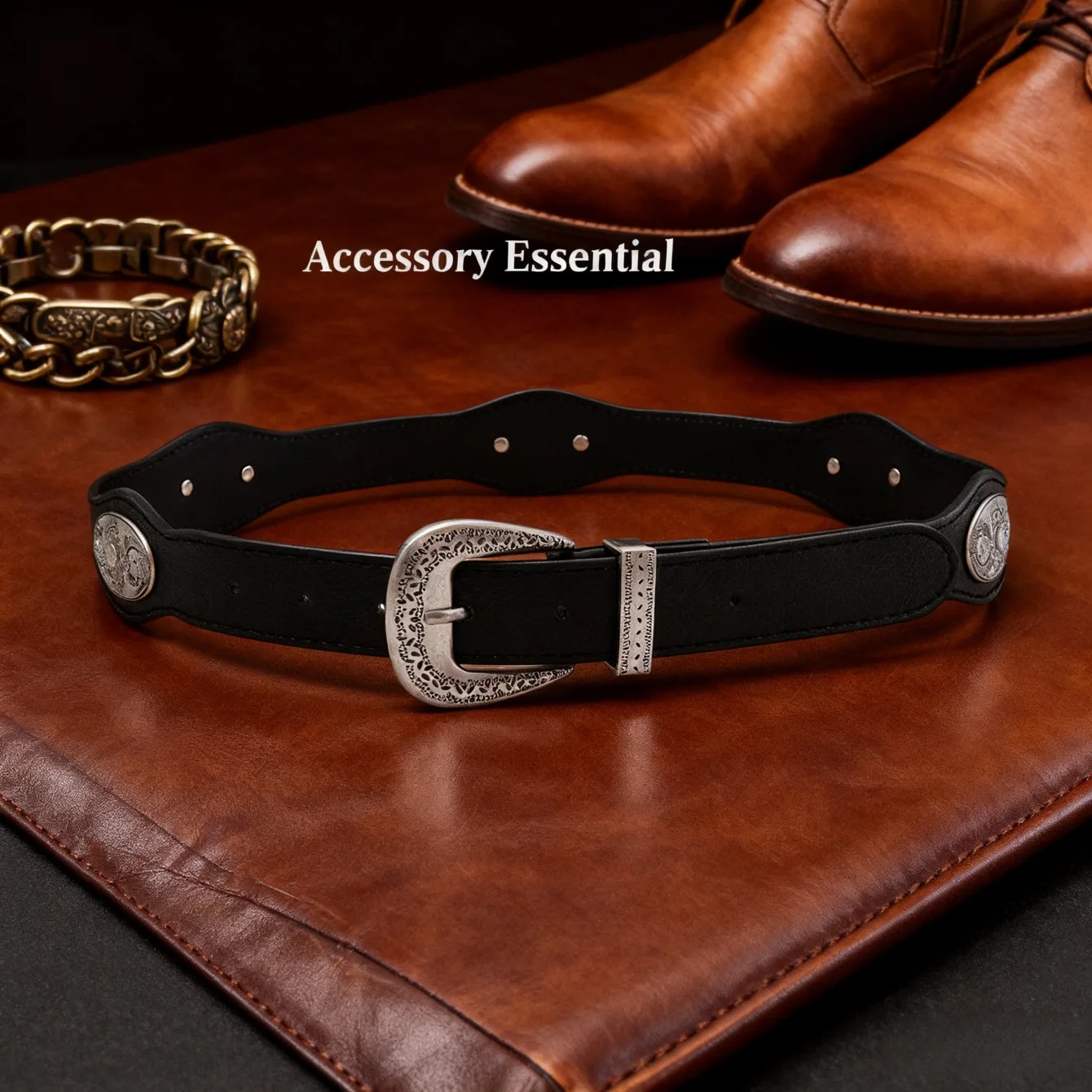 

Новый изогнутый пояс, высококачественное украшение с заклепками в стиле панк, дизайн волнистых в стиле вестерн в стиле ретро