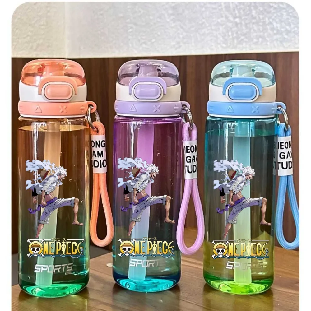 750ML New Anime Peripheral One Piece Gradient Color Plastic Leak Proof Outdoor Portable Travel Sports Water Cup Gift for Friends