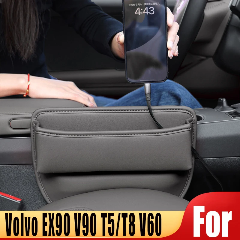 Für Volvo EX90 V90 T5/T8 V60 Auto Konsole Sitz Lücke Füllstoff Box Multifunktionale Integrierte Kleinigkeiten Aufräumen Organizer Tasche zubehör