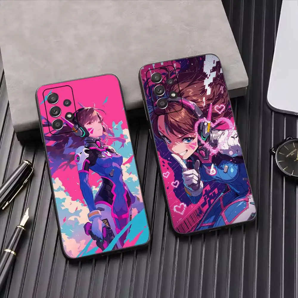 Hot Game Overwatch 2 D Va Cute Phone Case For Samsung S25,S24,S21,S22,S23,S30,Ultra,S20,Plus,Fe,Lite,Note,10,Black Cover