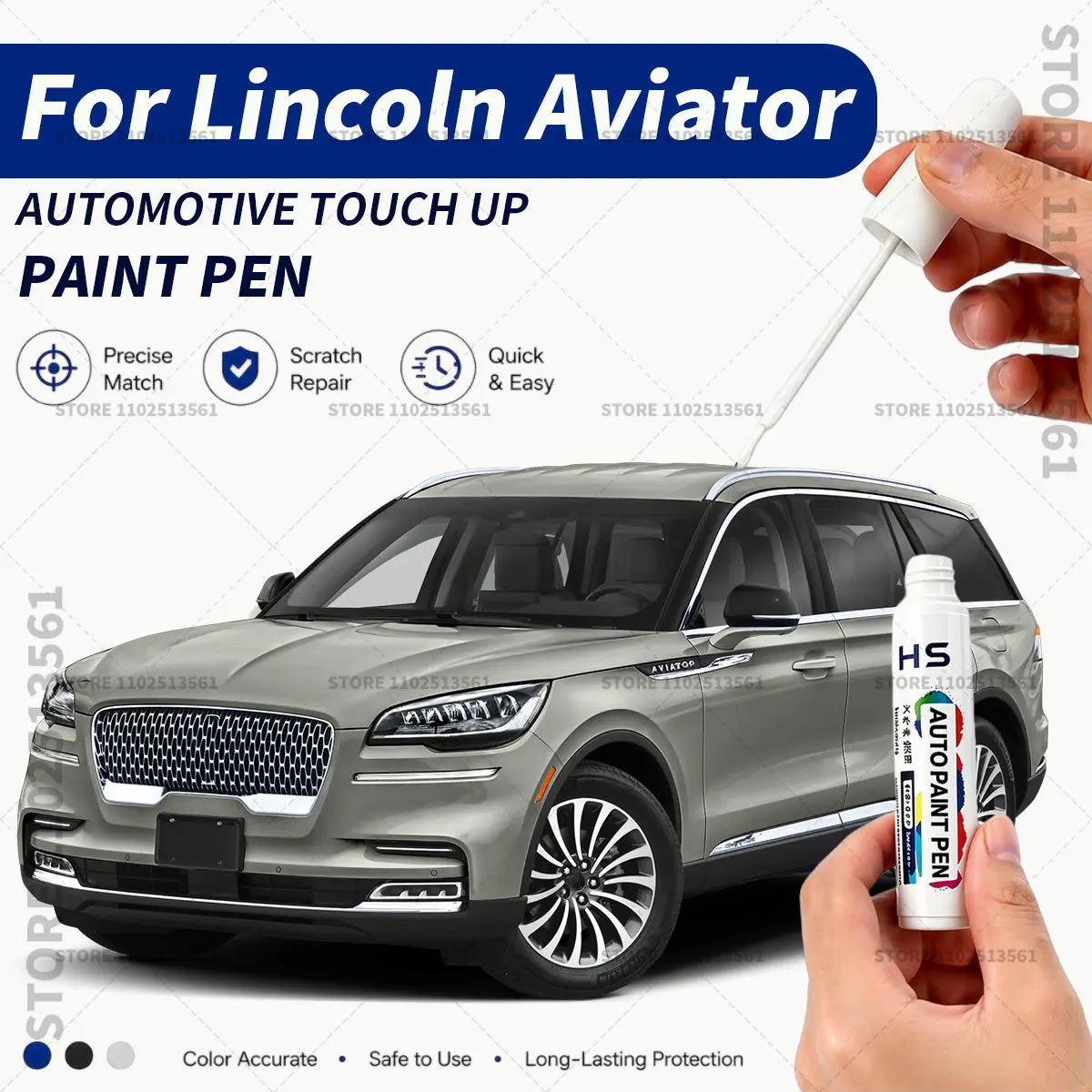 Car Paint Repair Pen Restores Original Factory Paint Finish For Lincoln Aviator Whisper Blue Infinite Black Crystal White Red