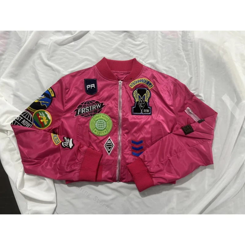 2024 Varsity Women Crop Coat Patchwork Motorcycles Jackets Autumn Winter Y2K Streetwear Sexy Night Club Party Bomber Jackets