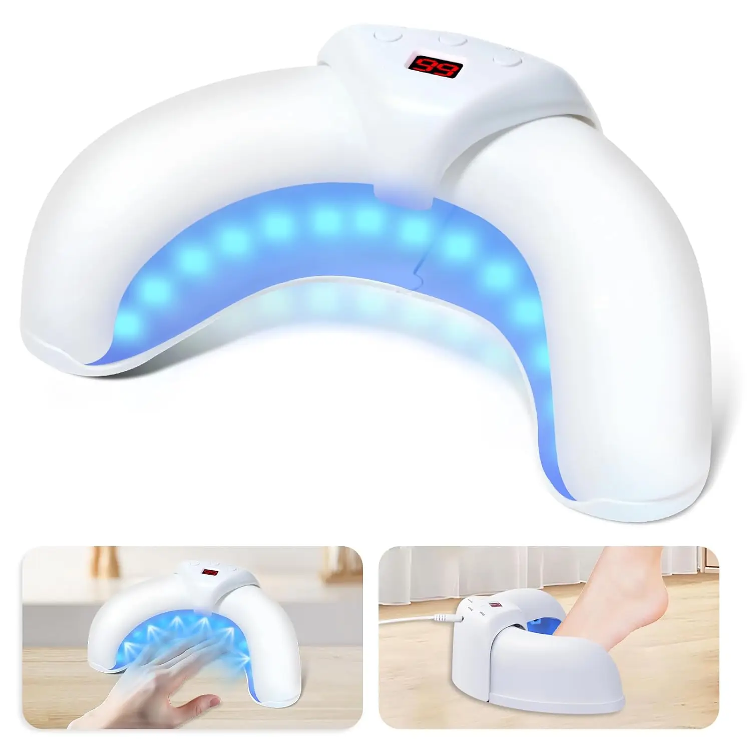 UV LED Nail Art Lamp, Foldable Nail Quick Dryer with Display, Auto on And 3 Timers for Home and Salon Professional Curing Lamp