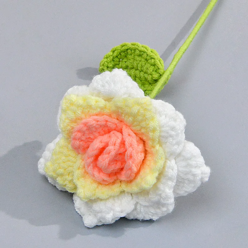 1 x handgefertigte Häkelblumensträuße, gestrickter Rosenstrauß aus Stoff für DIY-Heimdekoration, Geschenk für Frau, Frau, Mutter, Freundin, Liebhaber – Detail 10
