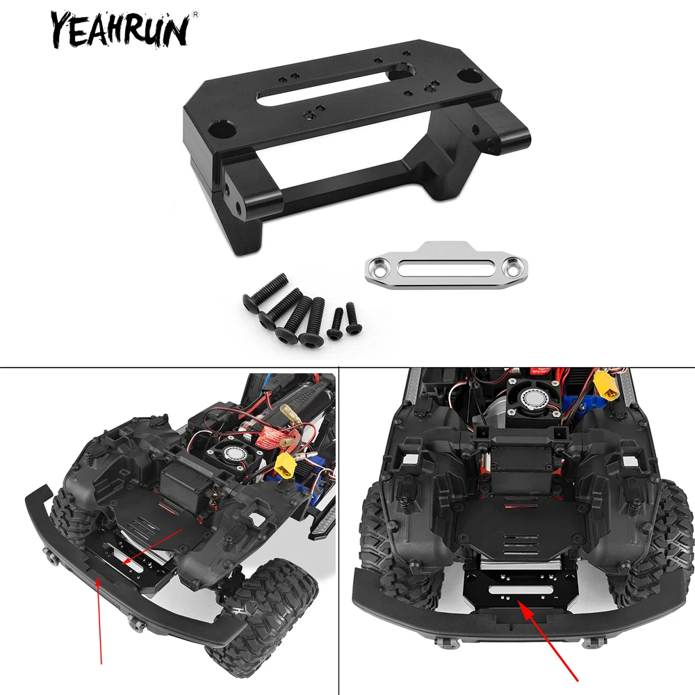 

YEAHRUN Aluminum Alloy Front Bumper Built in Winch Mount Kit for 1/10 RC Crawler Car Truck TRX-4 Browco Upgrade Parts