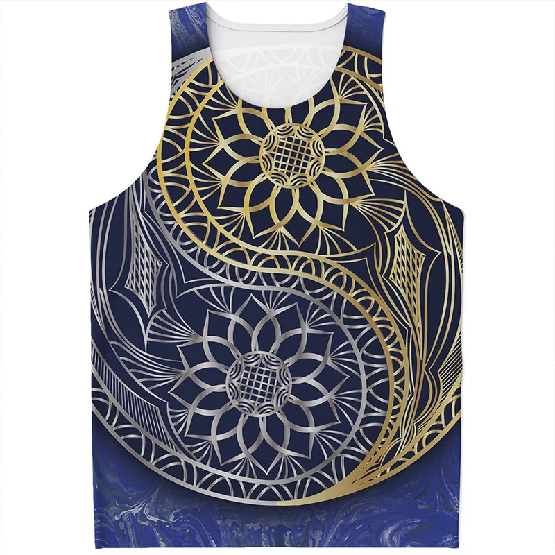 

Vintage Chinese Yin Yang Koi 3D Printed Tank Top Men Summer Loose Gym Fitness Tees Tops Streetwear Vest Sleeveless T-Shirt