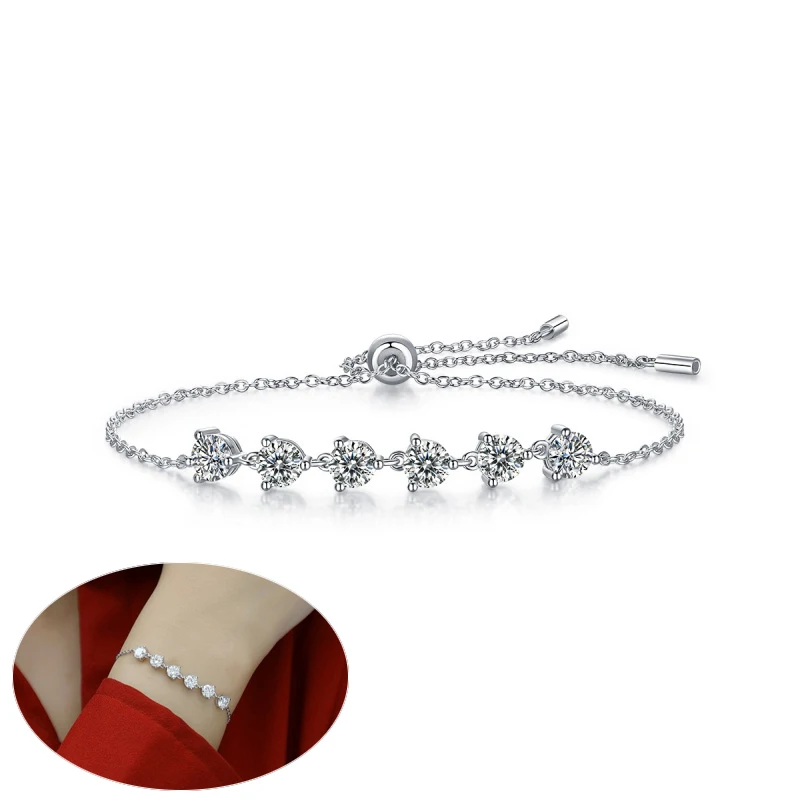 

Apaison 0.5 ct All Moissanite Tennis Bracelets 18K White Gold Birthday Gift Jewelry Bracelets For Woman With GRA