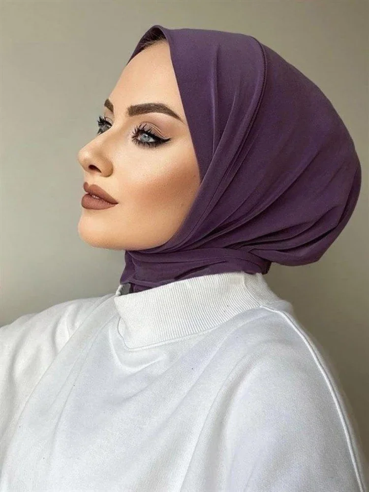 New Instant Hijabs for Woman Jersey Hijab Inner Cap Turban Head Scarves for Women Islamic Muslim Woman Hat Bonnet Hijab Ramadan