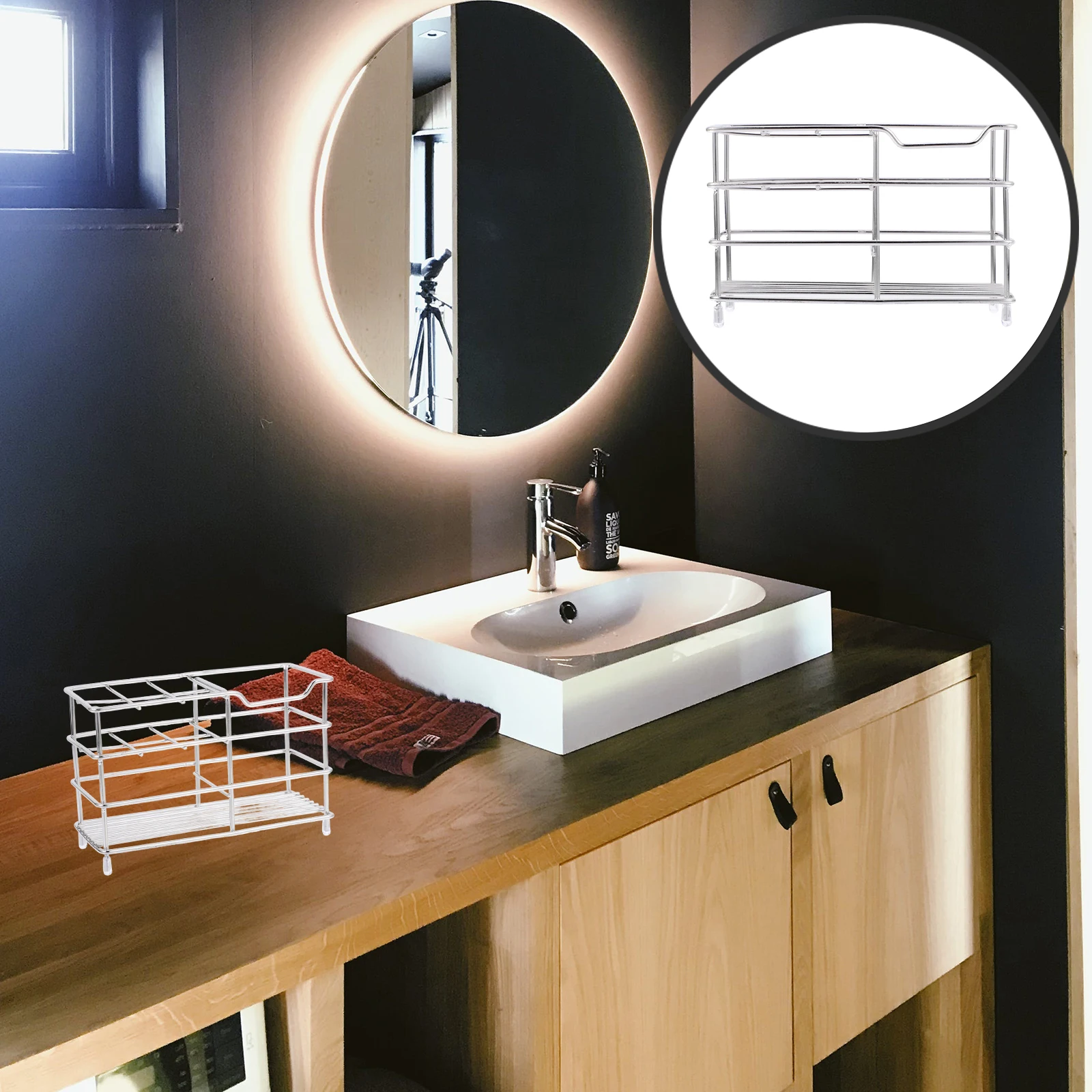 

6 Grids Stainless Steel Toothbrush Holder 6 Compartments Bathroom Organizer Toothbrush Toothpaste Storage Mount Sink