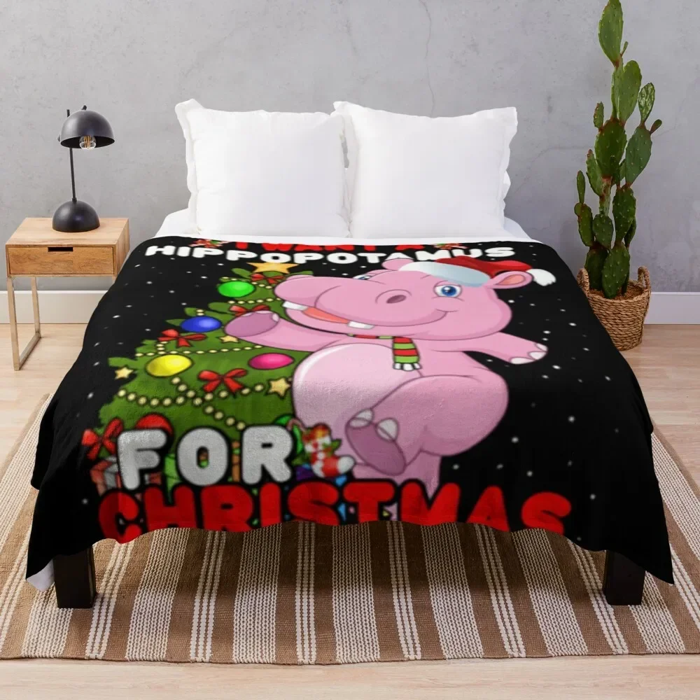 

I Want A Hippopotamus For Christmas Throw Blanket christmas decoration Beach Blankets